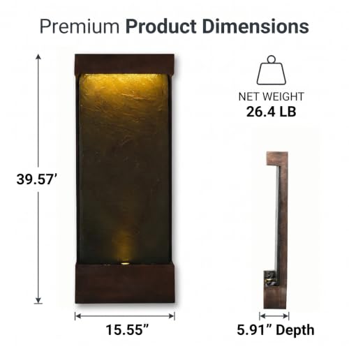 39.57 in Modern Indoor Outdoor Waterfall Fountain LED Resin Copper