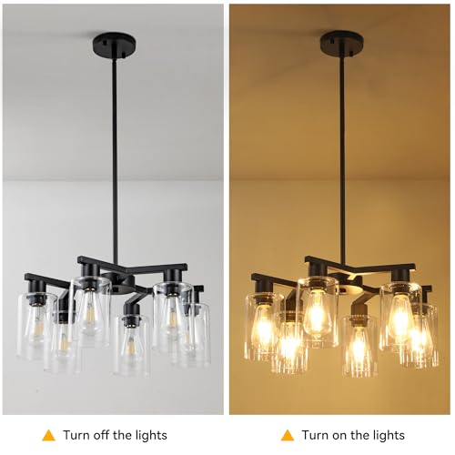 6 Light Modern Farmhouse Black Chandelier (6 Count)