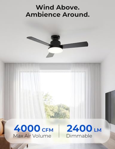 42" Smart Ceiling Fans with Lights and Remote (Black +Walnut / 42 Inch)