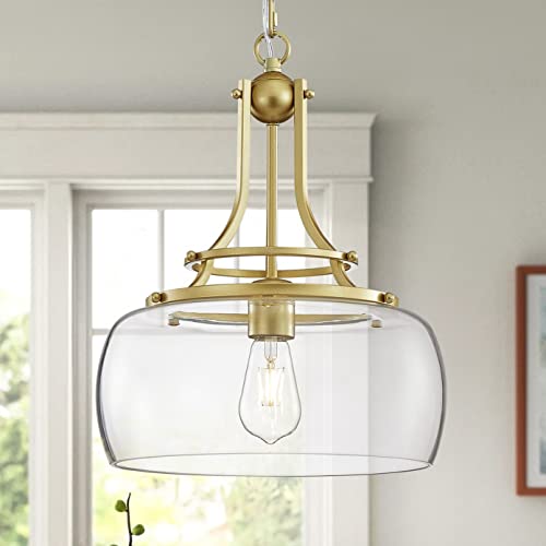 Chandelier Rustic Farmhouse Industrial Round Ceiling Pendant LED Light Fixture with Clear Glass Shades for Dining Room Kitchen Island Foyer Entryway