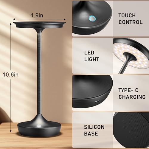 LED Rechargeable Cordless Outdoor 6000mAh Battery Table Lamp 2 (2 Count)