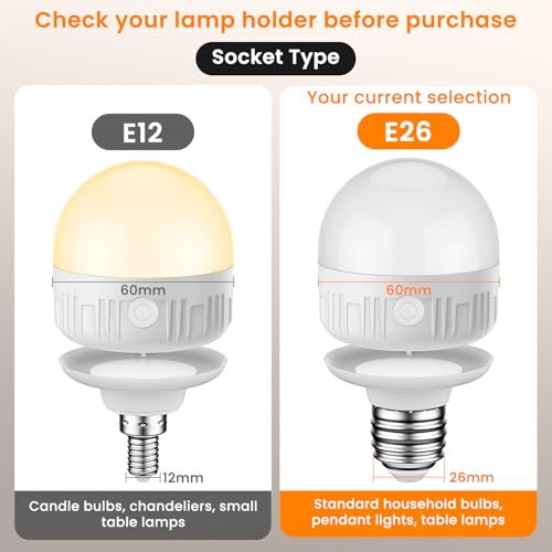1PC Rechargeable Light Bulbs with Remote Control Timer and 3 Color Temperature Rechargeable Battery Operated Light Bulb