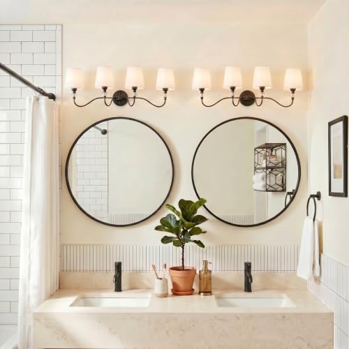 4 Light Vintage Bathroom Vanity Light Fixtures Over Mirror