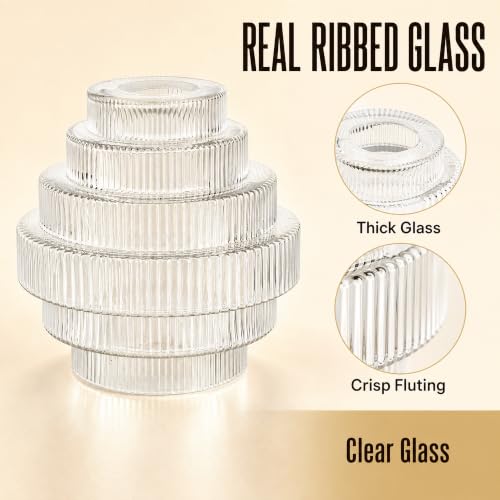 Clear Stripes Glass Lamp Shades 3Pcs (3 Count)