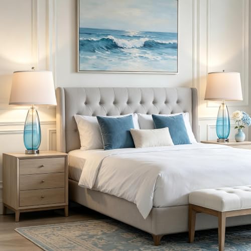 27" Glass Table Lamps for Living Room (Gradient Blue)
