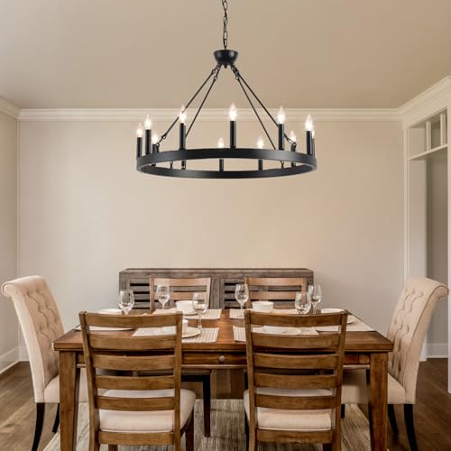 Wagon Wheel Chandelier 32" 12
