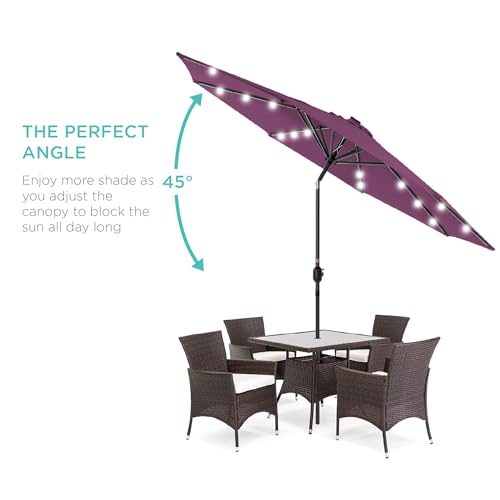 10ft Solar Polyester LED Lighted Patio Umbrella w