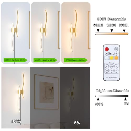 Modern Gold Plug in Wall Sconces Set of 2 (2 Count)