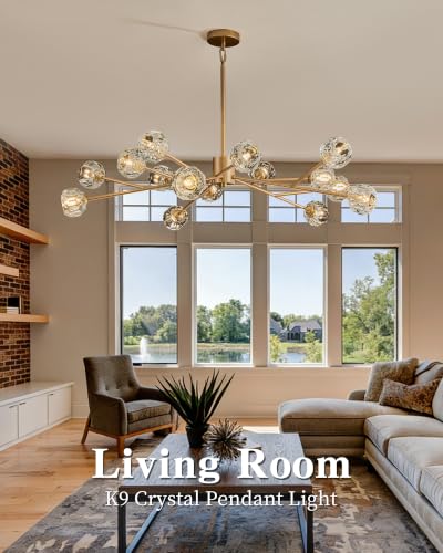 Gold Sputnik Chandeliers for Dining Room Light Fixture Over Table