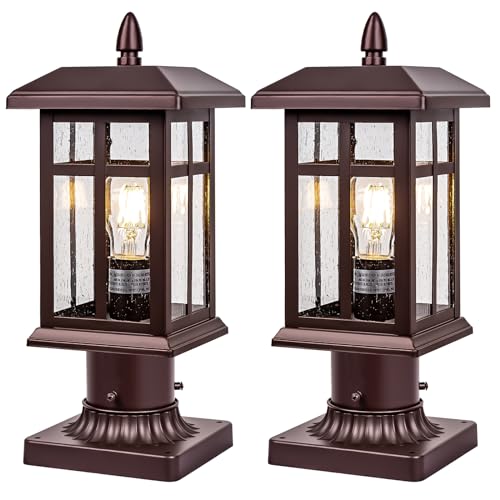 Bronze Post Light 2 Pack Hardwired Exterior Post Light Fixture (2 Count)