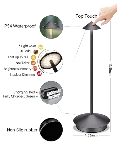 Portable Led Cordless Lamp Table Light 2 Pack