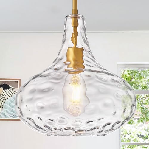 11" Clear Hammered Glass Pendant Light