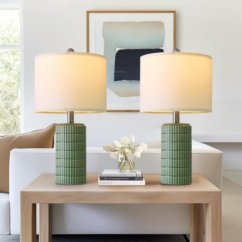 20.75" Small Modern Ceramic Table Lamps Set of 2 for Bedroom (2 Count)