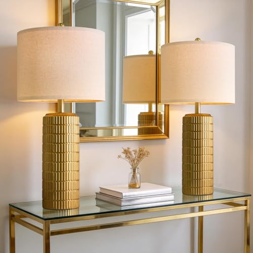 27.5'' Tall Brass Gold Table Lamps Set of 2 for Living Room (2 Count)