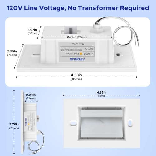 120V Hardwired Dimmable LED Stair Lights for Standard Gang Box (3 Count)