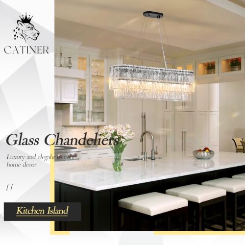 35.5" Rectangle Crystal Glass Chandelier 6