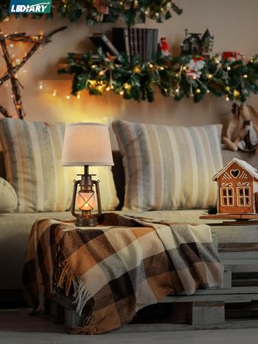18.72" LED Vintage Lantern Flickering Flame Table Lamps Set of 2 (2 Count)