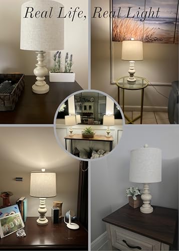Tradition 20.5" Rustic Table Lamp Set of 2 for Living Room Farmhouse Bedside Desk Lamps Bedroom Nightstand Vintage Lamps Linen Washed（Suitable for Decorating Small Areas） (2 Count)