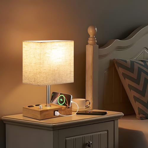 Wood Grain Table Lamp for Bedroom