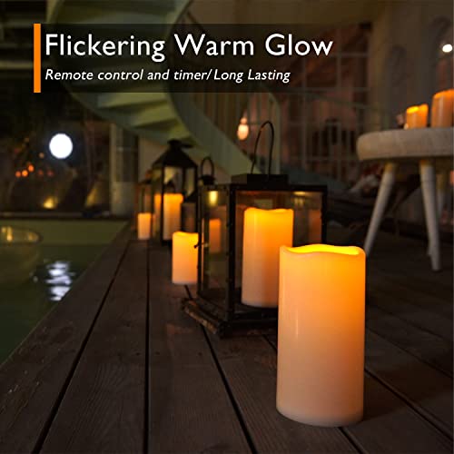 10" x 4" Large Waterproof Outdoor Flameless Candles with Remote Control and Timer (2 Count)