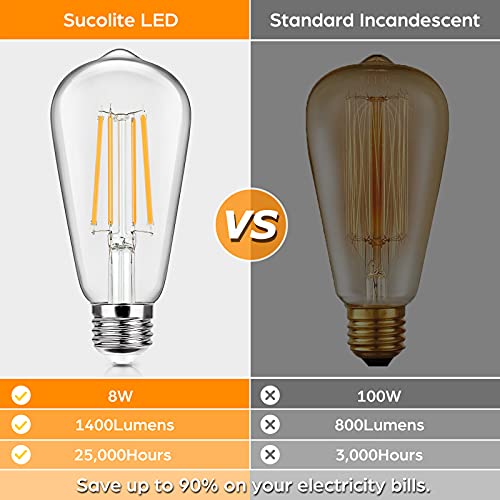 4 Pack Vintage LED Edsion Bulbs 100W Equivalent (4 Count)