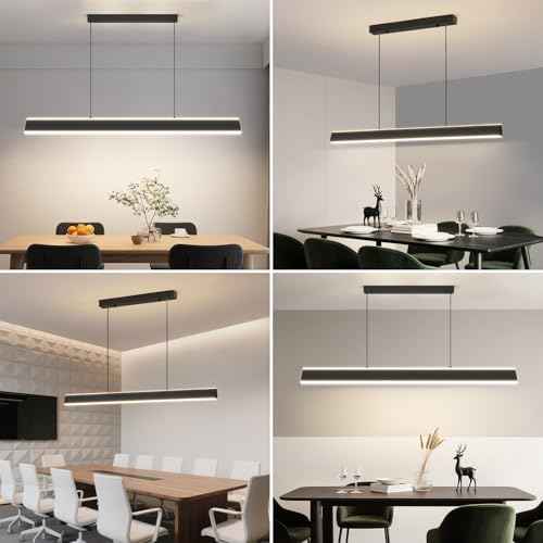 Modern Chandelier Light, 39IN LED Pendant Light with Remote Control 3000k-6500K Adjustable Color Temperature，Aluminum Island Lighting Lamp for Dining Room, Living Room