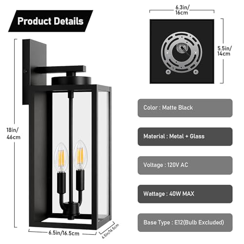 18’’ Large Outdoor Wall Lights (2 Count)