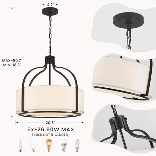 20.5" Black Drum Chandelier