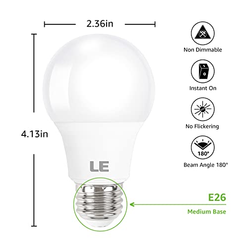 A19 E26 LED Light Bulbs 9W 800 Lumens Soft White 2700k 5 Pack (5 Count)