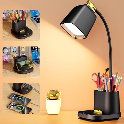 LED Desk Lamp for Dorm 2 USB Ports