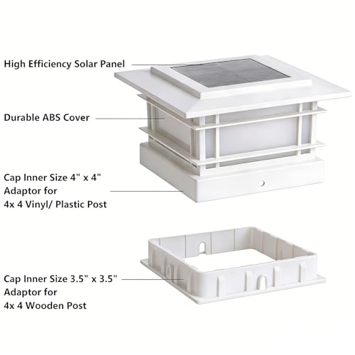 4x4 Solar Post Cap Lights Outdoor with 2 Color Modes (2 Count)