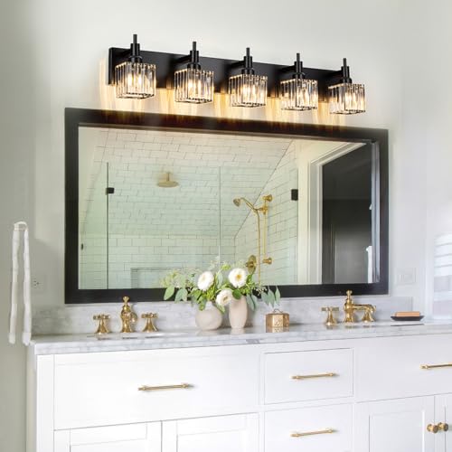 Black Crystal Bathroom Vanity Light 5