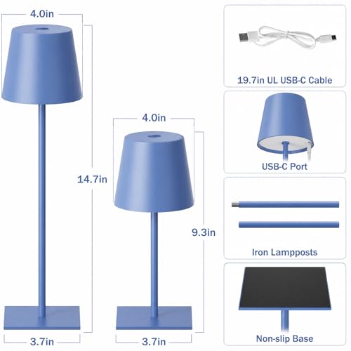Navy Blue Rechargeable Table Lamp (2 Count)