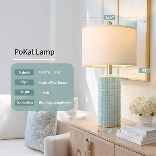 23" Light Blue Table Lamps Set of 2 (2 Count)