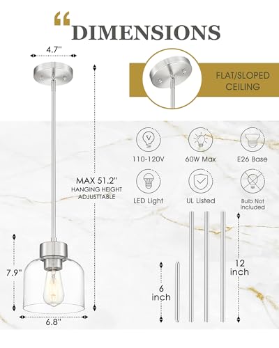 2 Pack Brushed Nickel Kitchen Pendant Lights (2 Count)