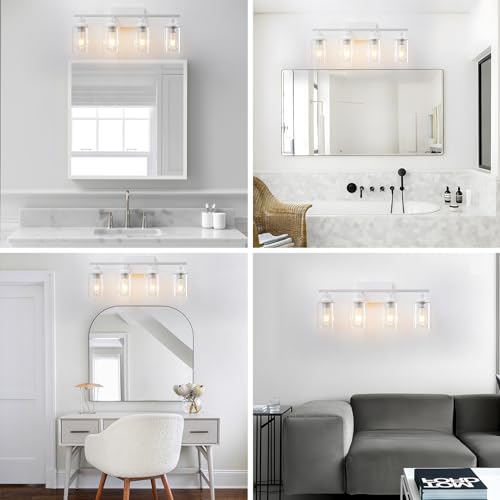 4 Light White Bathroom Light Fixtures Vanity Light Over Mirror Modern Wall Lighting Sconces Rustic Industrial Wall Lamp for Bathroom