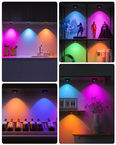 Rechargeable RGB Puck Lights with Remote (6 Count)