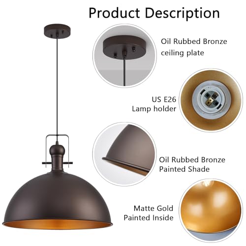18 Inch ORB Farmhouse Pendant Lights for Kitchen Island 1 Pack