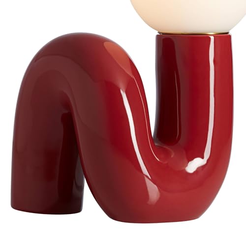 Fondant 11 1 2" Small Accent Lamp Set of 2 Velvet Red Mid Century Modern (2 Count)