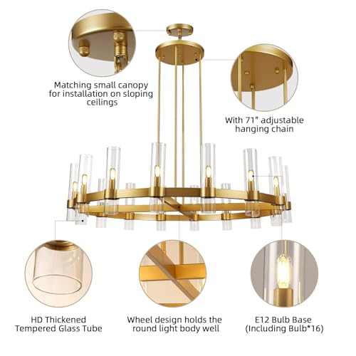 Modern 48" Gold Wagon Wheel Chandelier