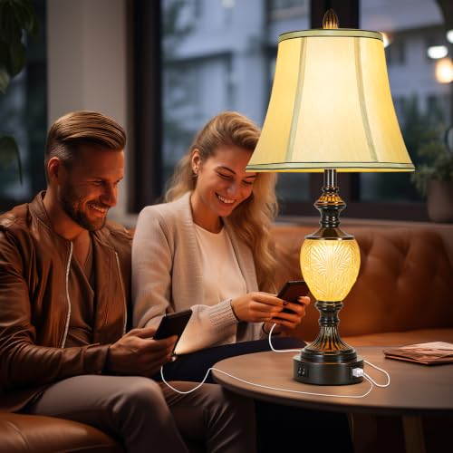 27'' High Vintage Table Lamps with Nightlight Set of 2 for Living Room (2 Count)
