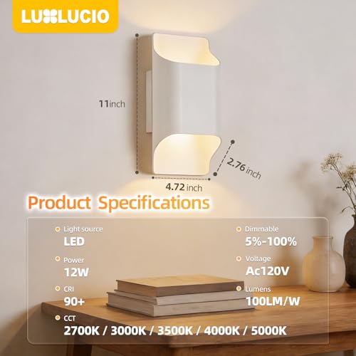 White Up & Down Indoor Outdoor LED Wall Sconce (Cream White / 2 pack)
