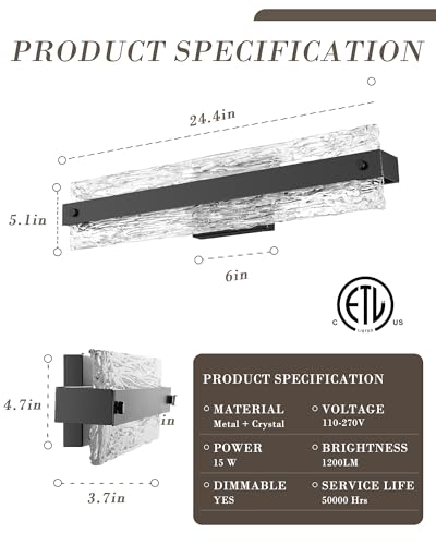 Modern LED Bathroom Vanity Light Fixture Over Mirror