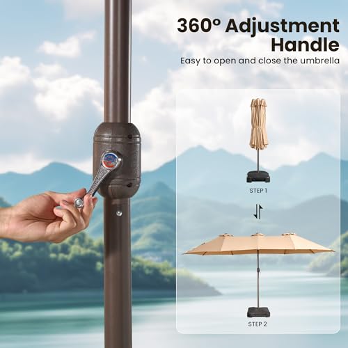 15FT Patio Umbrella With Multicolor Solar Light