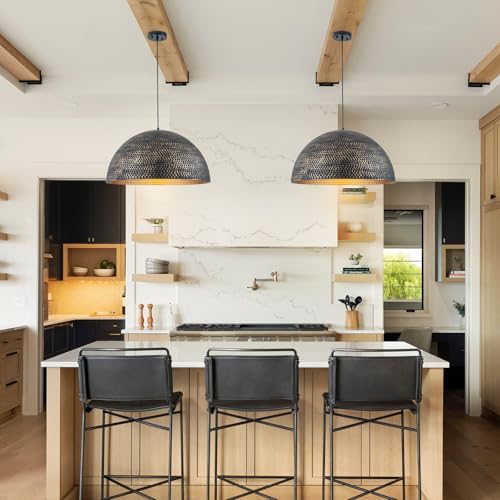 23.6 in. Black and Gold Hammered Pendant Light Fixtures