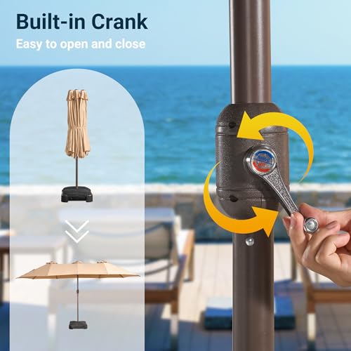 15 Ft Double Head Umbrella Outdoor Patio With Base