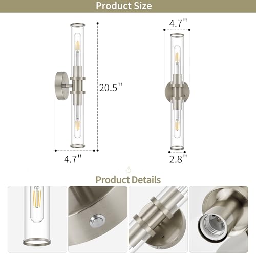 Nickel Wireless Battery Operated Wall Sconces with Remote Control