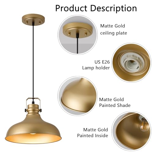 Gold Modern Pendant Lights Kitchen Island Fixtures (3 Count)