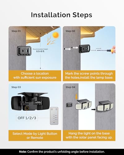 2 Pack Solar Flood Outdoor Lights with Motion Sensor 3 Modes