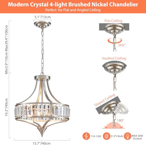 Crystal Chandeliers for Dining Room Rustic Farmhouse Pendant Round 4 (4 Count)